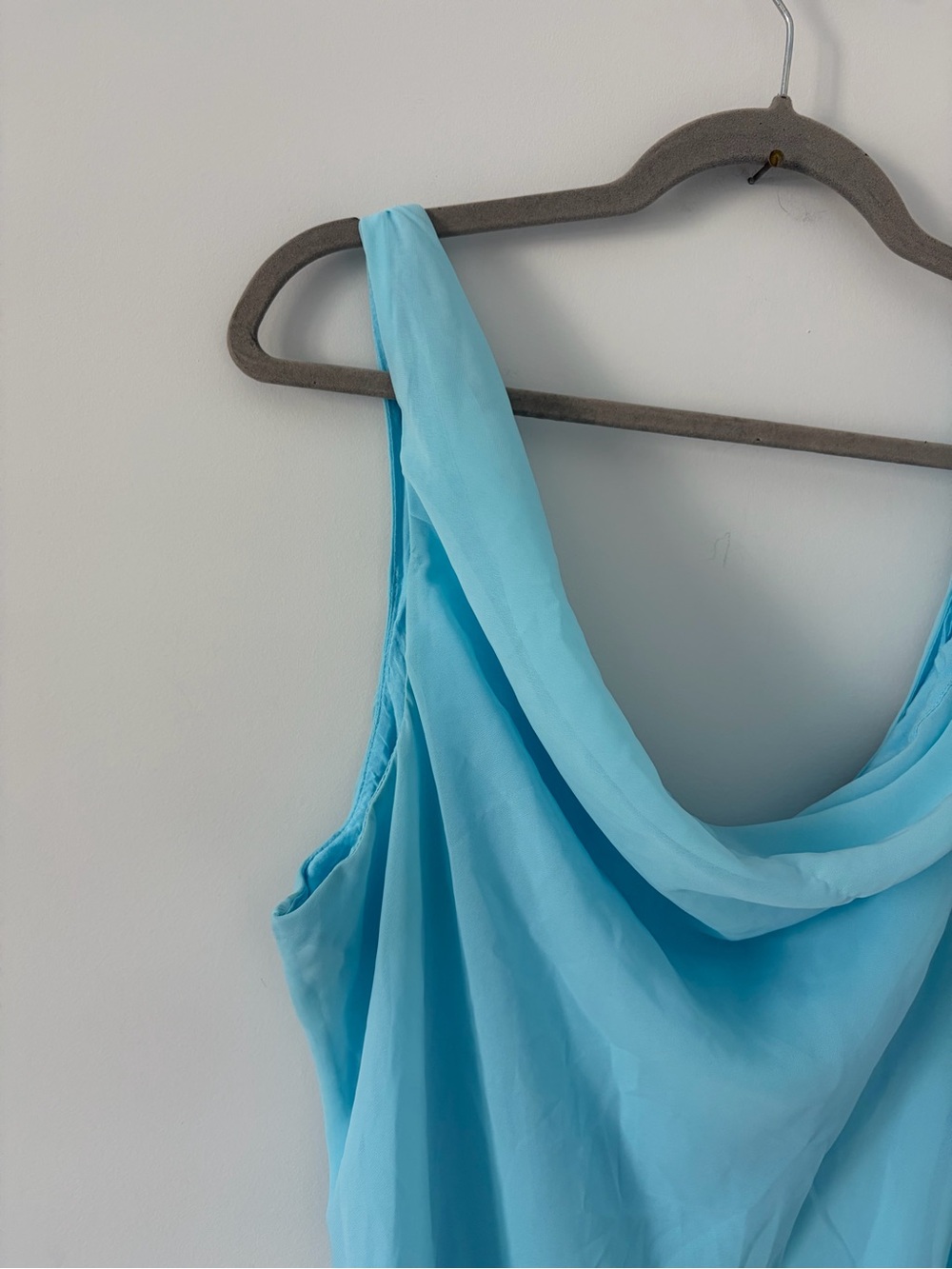 Abercrombie & Fitch Light Blue Cowl Neck Midi Sleeveless Boho Chiffon Dress XL - Picture 2 of 11
